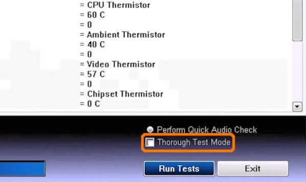 Dell Test Mode Settings